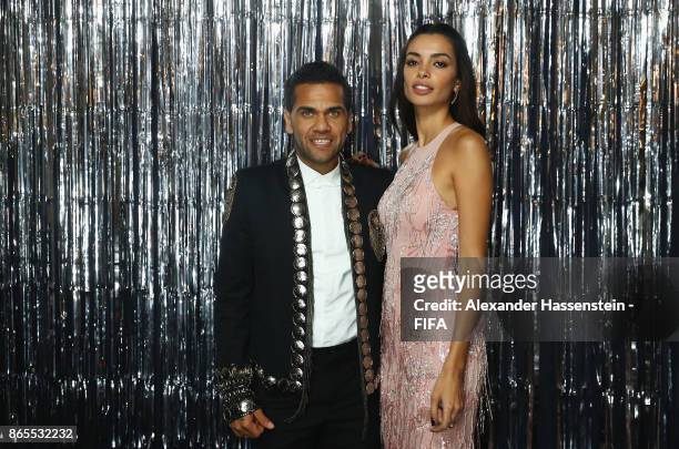 Dani Alves and his wife Joana Sanz is pictured inside the photo booth prior to The Best FIFA Football Awards at The London Palladium on October 23,...