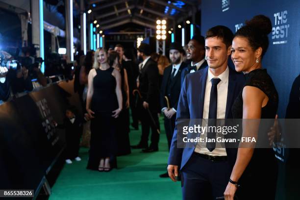 Celia Sasic arrives on the green carpet for The Best FIFA Football Awards at The London Palladium on October 23, 2017 in London, England.