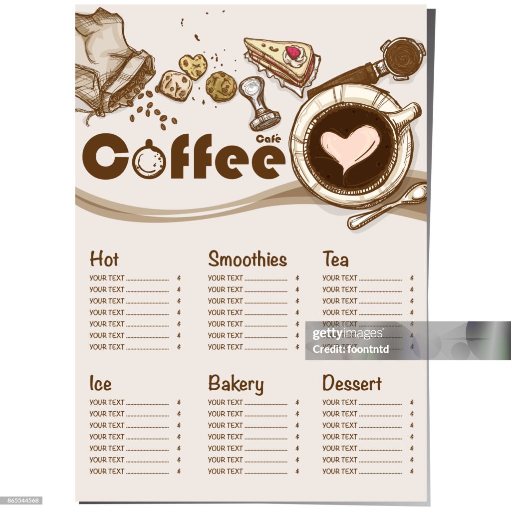Handmade Menu Drawing Menu Coffee Shop Restaurant Template Design Hand Drawing Graphic High ...
