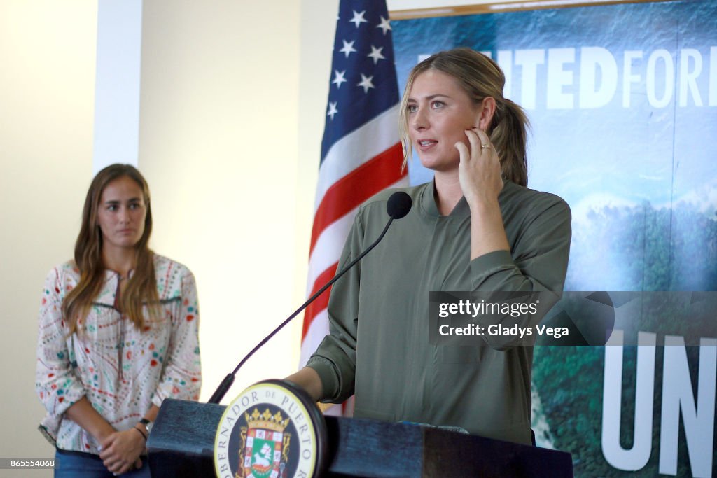 Maria Sharapova And Monica Puig Visit Puerto Rico To Aid In Hurricane Relief - Press Conference