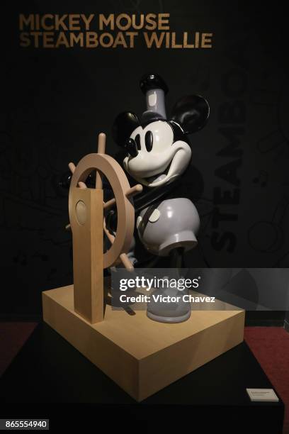 Mickey Mouse Steamboat Willie figure is part of the exhibition Walt Disney's "Mexico and Walt Disney: A Magical Encounter" and "The Art of Coco" at...