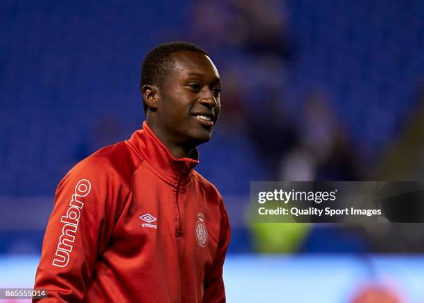 Marlos Moreno of Girona FC looks on prior to the La Liga match between Deportivo La Coruna and Girona at Riazor Stadium on October 23, 2017 in La...