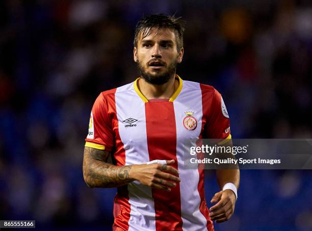 Cristian Portugues 'Portu' of Girona FC looks on during the La Liga match between Deportivo La Coruna and Girona at Riazor Stadium on October 23,...