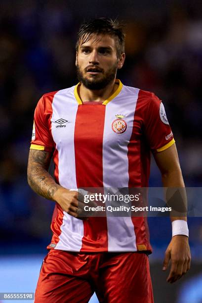 Cristian Portugues 'Portu' of Girona FC looks on during the La Liga match between Deportivo La Coruna and Girona at Riazor Stadium on October 23,...