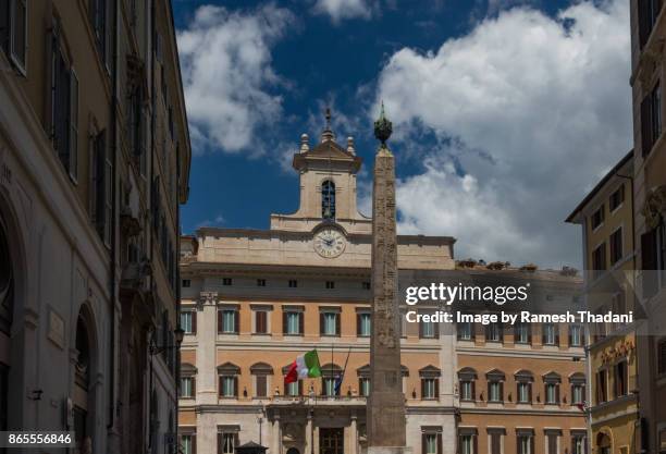 obelisk and square of monte citorio - parlamento italiano stock pictures, royalty-free photos & images