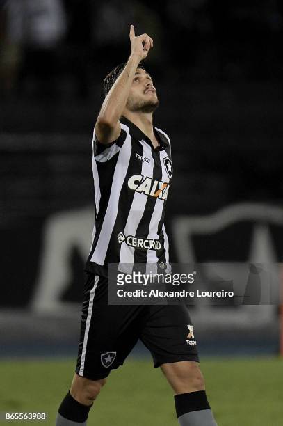 Igor Rabello of Botafogo celebrates a scored goal during the match between Botafogo and Corinthians as part of Brasileirao Series A 2017 at Engenhao...