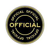 Black and gold color official wording round seal sticker on white background