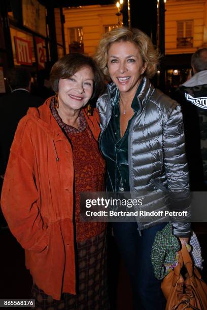 Actresses Macha Meril and Corinne Touzet attend the "Ramses II" Theater Play at Theatre des Bouffes Parisiens on October 23, 2017 in Paris, France.