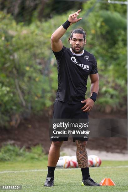 Adam Blair of the Kiwis during a New Zealand Kiwis Rugby League World Cup Training Session at the Warriors training Grounds on October 24, 2017 in...