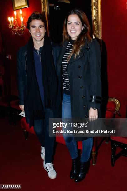 Actors Julien Dereims and Anouchka Delon attend the "Ramses II" Theater Play at Theatre des Bouffes Parisiens on October 23, 2017 in Paris, France.