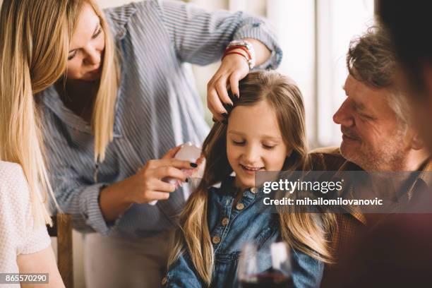 brushing goldilocks - goldilocks stock pictures, royalty-free photos & images