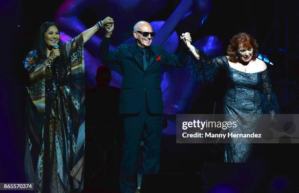 Ana Gabriel, Roberto Livi and Vikki Carr at the 5th Annual Latin Songwriters Hall Of Fame's La Musa Award at James L Knight Center on October 19,...