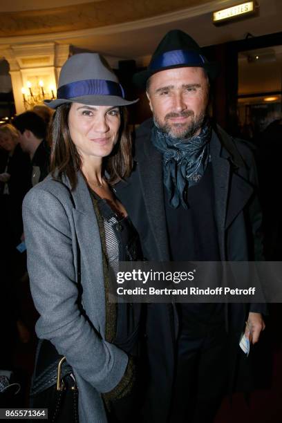 Alexandre Brasseur and his wife Juliette attend the "Ramses II" Theater Play at Theatre des Bouffes Parisiens on October 23, 2017 in Paris, France.