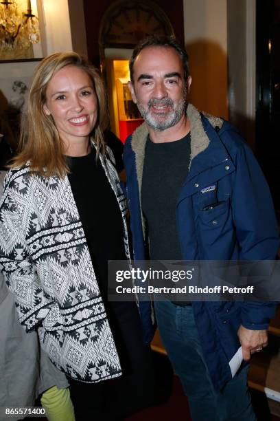 Actors Lilou Fogli and Bruno Solo attend the "Ramses II" Theater Play at Theatre des Bouffes Parisiens on October 23, 2017 in Paris, France.