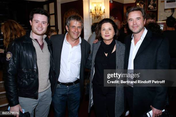 Stage Director of the piece Stephane Hillel , Guillaume de Tonquedec , his wife Christele and their son Amaury attend the "Ramses II" Theater Play at...