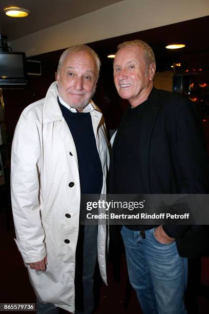 Actor of the piece Francois Berleand and Yves Renier attend the "Ramses II" Theater Play at Theatre des Bouffes Parisiens on October 23, 2017 in...
