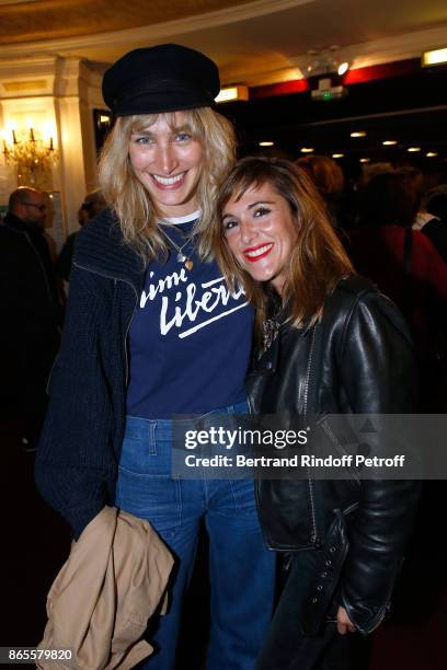 Pauline Lefevre and Victoria Bedos attend the "Ramses II" Theater Play at Theatre des Bouffes Parisiens on October 23, 2017 in Paris, France.