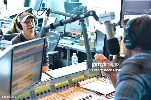 Recording Artist Kenny Chesney visits SiriusXM Host Storme Warren at SiriusXM Studios on October 23, 2017 in Nashville, Tennessee.