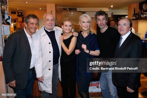 Team of the piece Stage Director Stephane Hillel, actors Francois Berleand, Elise Diamant, Evelyne Buyle, Eric Elmosnino and Director of Theatre des...