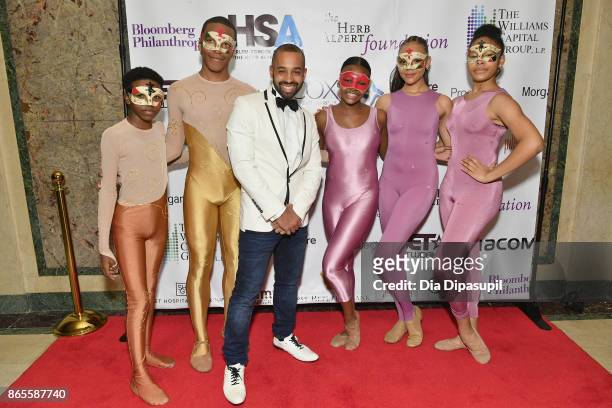Aubrey Lynch poses with students at HSA Masquerade Ball on October 23, 2017 at The Plaza Hotel in New York City.