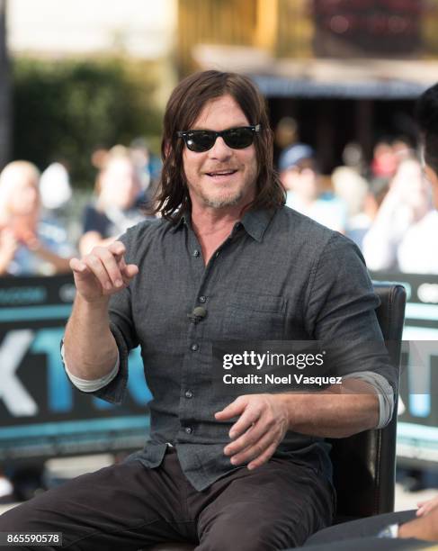 Norman Reedus visits "Extra" at Universal Studios Hollywood on October 23, 2017 in Universal City, California.