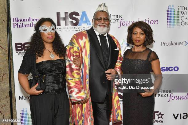 Alexander Smalls , Alfre Woodard and guest attend HSA Masquerade Ball on October 23, 2017 at The Plaza Hotel in New York City.