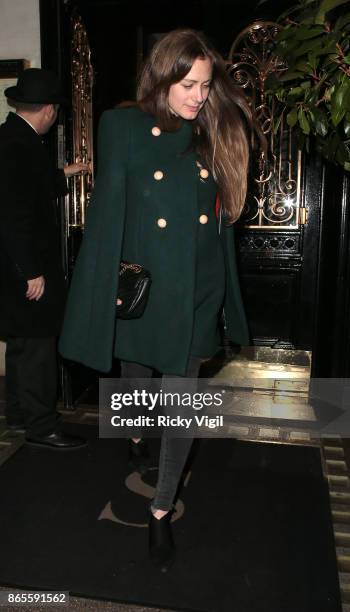 Hannah Bagshawe seen on a night out leaving Scott's Restaurant on October 23, 2017 in London, England.