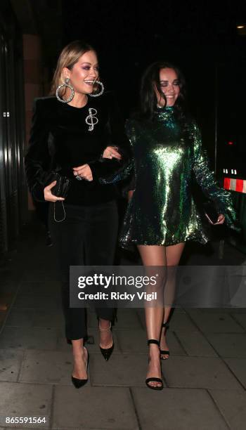 Rita and Elena Ora seen celebrating Elena's Birthday party at C restaurant on October 23, 2017 in London, England.