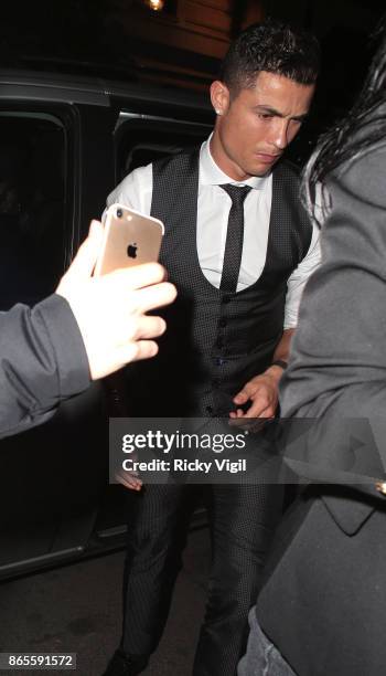 Cristiano Ronaldo seen arriving back at her hotel after the Best FIFA Football Awards on October 23, 2017 in London, England.