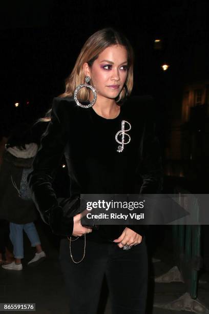 Rita Ora seen celebrating her sister's Birthday party at C restaurant on October 23, 2017 in London, England.