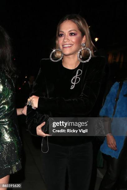 Rita Ora seen celebrating her sister's Birthday party at C restaurant on October 23, 2017 in London, England.