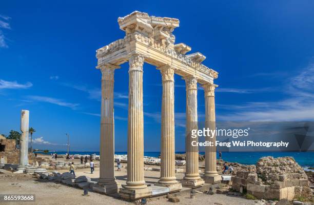 ruins of the temple of apollo, side, antalya, turkey - antalya stock pictures, royalty-free photos & images