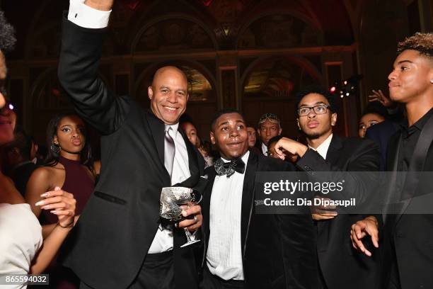 President Eric Pryon dances with students at HSA Masquerade Ball on October 23, 2017 at The Plaza Hotel in New York City.