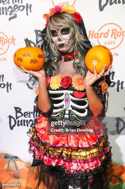 Annemarie Eilfeld attends the Halloween party hosted by Natascha Ochsenknecht at Berlin Dungeon on October 23, 2017 in Berlin, Germany.