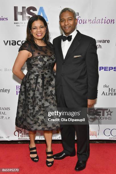 Board Member Karen Sanders and Howard Sanders attend HSA Masquerade Ball on October 23, 2017 at The Plaza Hotel in New York City.