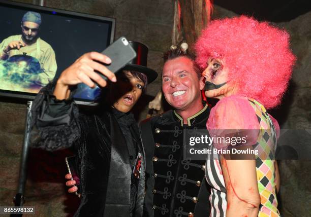 Marcus von Anhalt and Natascha Ochsenknecht attend the Halloween party hosted by Natascha Ochsenknecht at Berlin Dungeon on October 23, 2017 in...