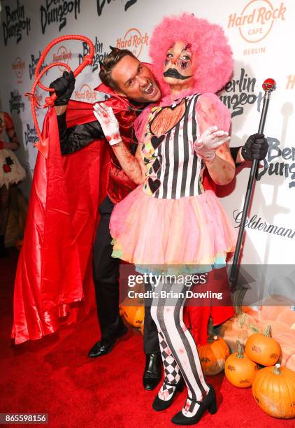 Nico Schwanz and Natascha Ochsenknecht attend the Halloween party hosted by Natascha Ochsenknecht at Berlin Dungeon on October 23, 2017 in Berlin,...