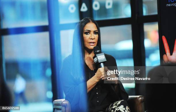 Singer Sheila E. Visits Build to discuss her new album 'Iconic: Message 4 America' at Build Studio on October 23, 2017 in New York City.