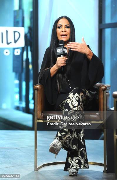 Singer Sheila E. Visits Build to discuss her new album 'Iconic: Message 4 America' at Build Studio on October 23, 2017 in New York City.