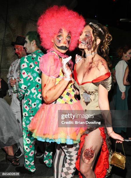 Natascha Ochsenknecht and Daniela Dany Michalsk attend the Halloween party hosted by Natascha Ochsenknecht at Berlin Dungeon on October 23, 2017 in...