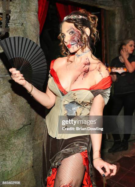 Daniela Dany Michalski attends the Halloween party hosted by Natascha Ochsenknecht at Berlin Dungeon on October 23, 2017 in Berlin, Germany.