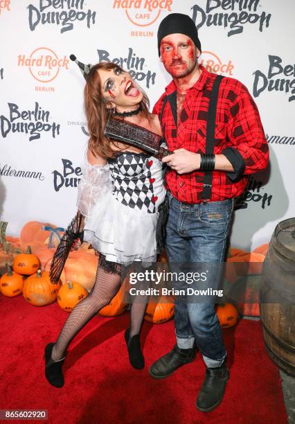 Jean Bork and Dirk Schiemann attend the Halloween party hosted by Natascha Ochsenknecht at Berlin Dungeon on October 23, 2017 in Berlin, Germany.