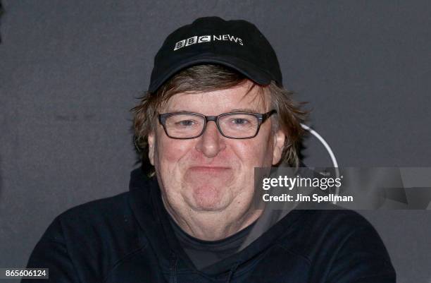 Filmmaker Michael Moore attends the "Flint" New York screening at NeueHouse Madison Square on October 23, 2017 in New York City.