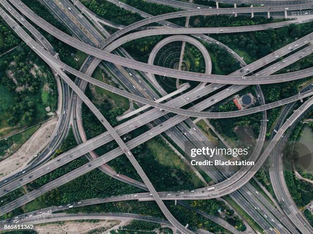 the complex and majestic city elevated roads in shanghai - complessità foto e immagini stock