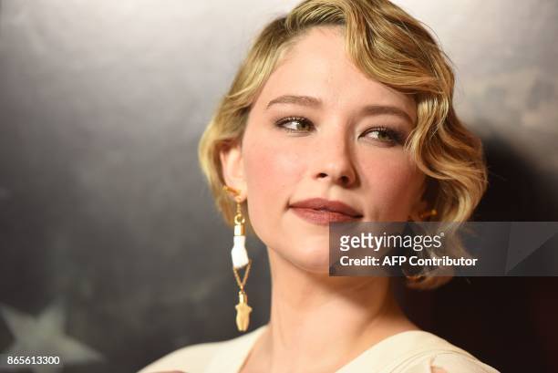 Actress Haley Bennett arrives for the premiere of "Thank You For Your Service," October 23 at the Regal L.A. Live in Los Angeles, California. / AFP...