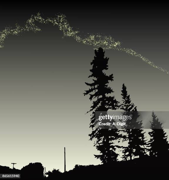 milky way - forest from above stock illustrations