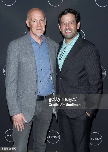 Executive producer Neil Meron and A&E executive vice president and general manager Rob Sharenow attend the "Flint" New York screening at NeueHouse...