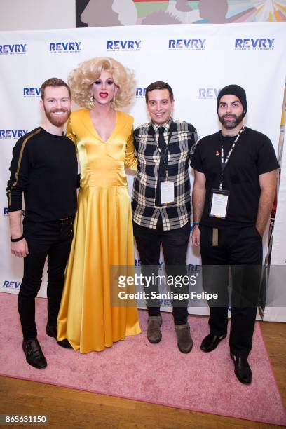 Kyle Burt, Sherry Vine and Damian Pelliccione, Evan Zampella attend "The Drag Roast Of Sherry Vine" at The LGBT Community Center on October 23, 2017...