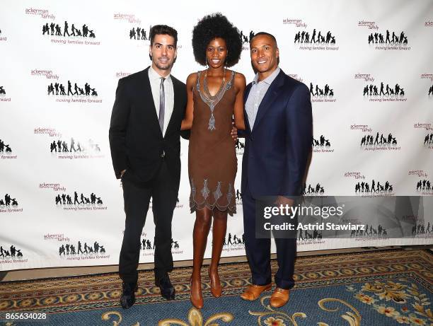 Javier Gomez,Camilla Barungi and Mike Woods attend the 11th annual Moving Families Forward gala held at JW Marriot Essex House on October 23, 2017 in...