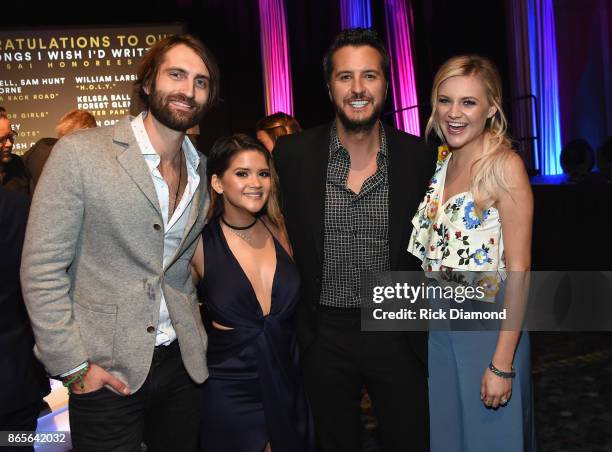 Singer Songwriters Ryan Hurd, Maren Morris, Luke Bryan and Kelsea Ballerini attend the 2017 Nashville Songwriters Hall Of Fame Awards at Music City...